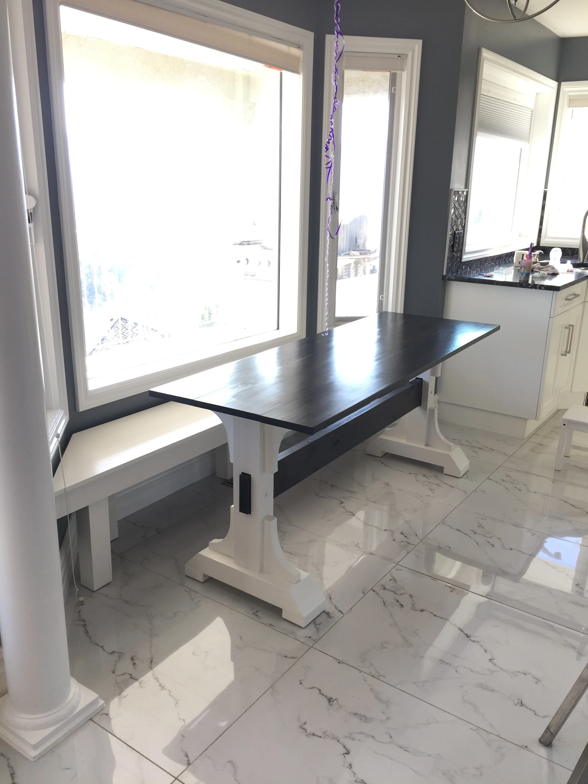 Bench and Table Shown in the Home