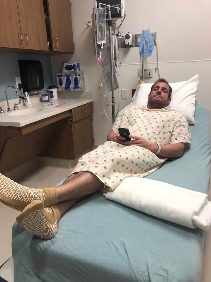 FEBRUARY 7, 2019 - Former Lions Pride Sports Champion Mike Dell minutes before undergoing surgery to repair his ACL.