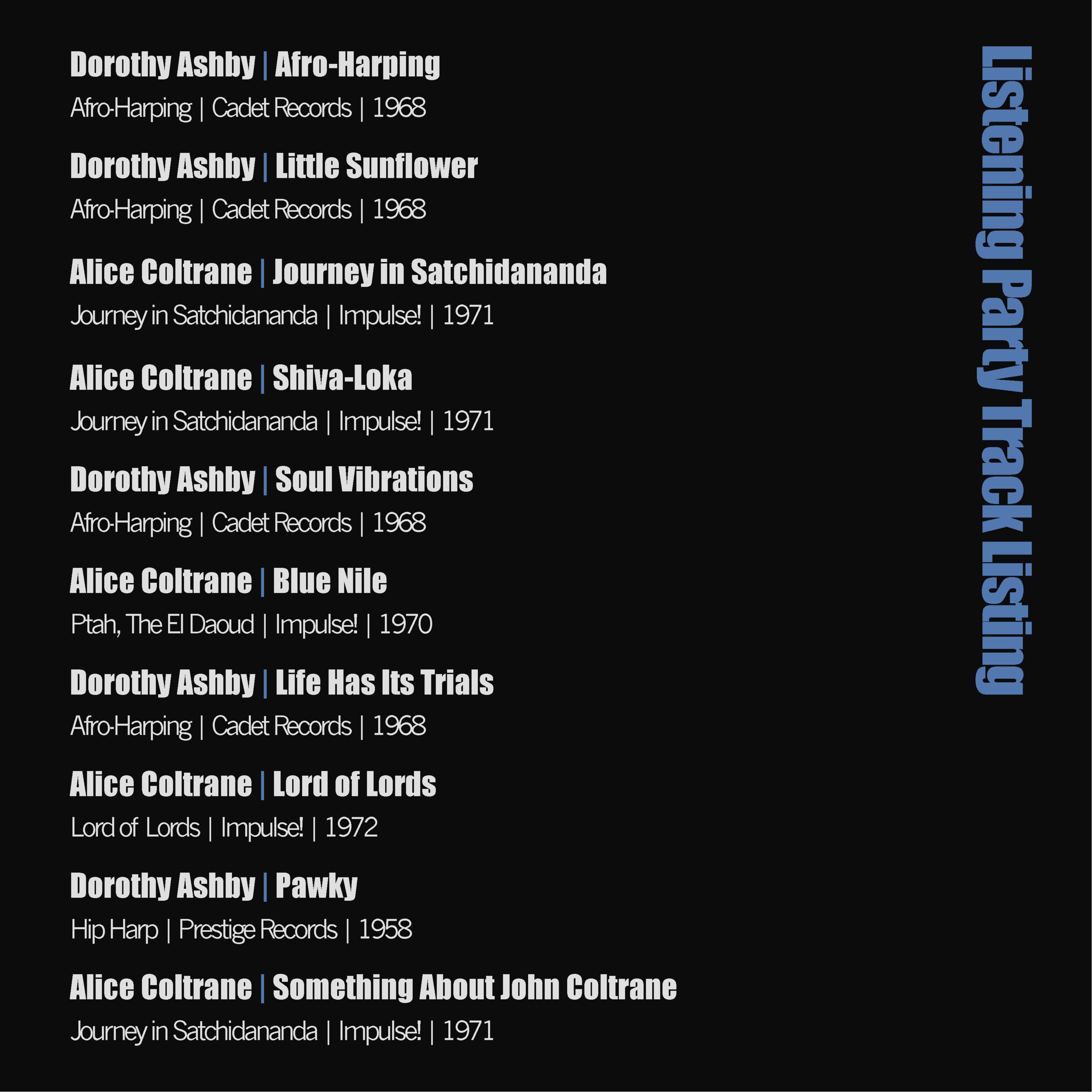 Handout designed by Ariel Cowen, Playlist curated by Ada Pinkston