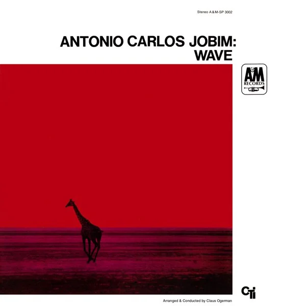 The infamous "red giraffe" image created by Turner while on assignment in Africa, was used for Antonio Carlos Jobim's Wave (1967, A&M Records). Alternate versions feature a green sky and blue field.