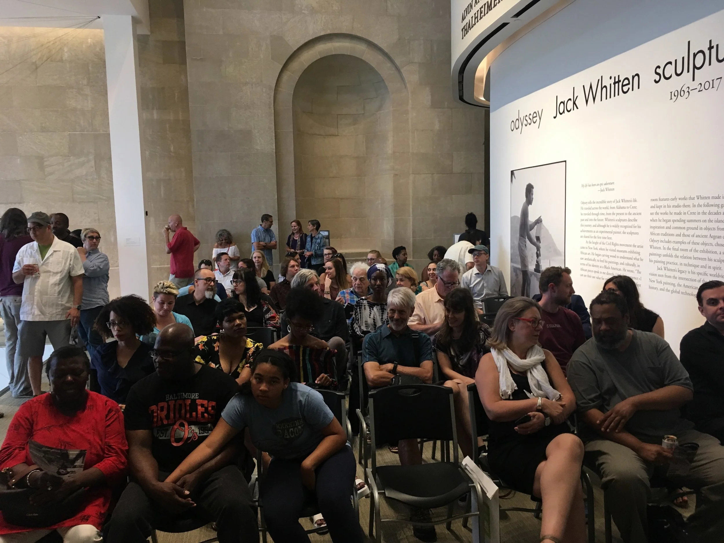 The crowd at the BMA waiting for the listening party to begin...