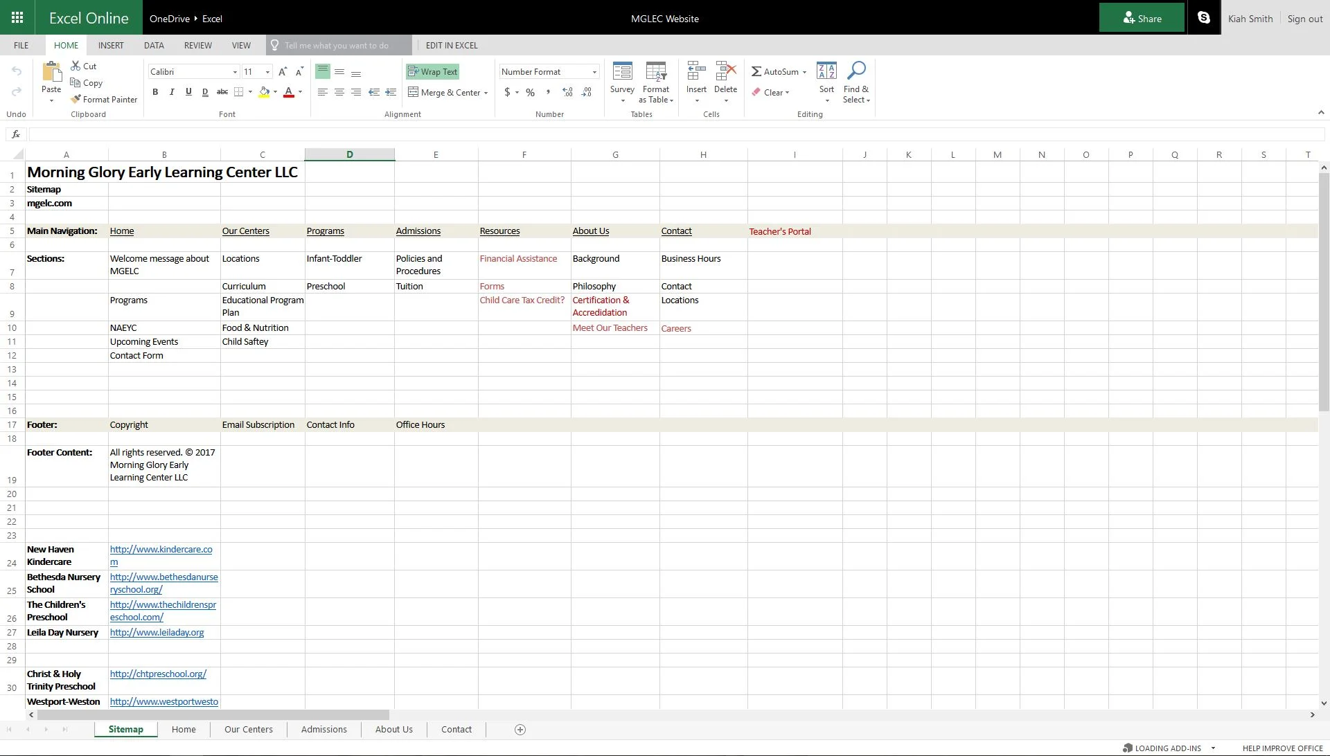 Excel Sitemap