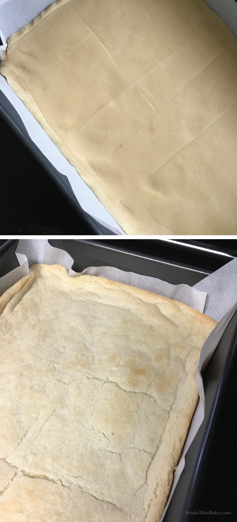 Soft Homemade Buttercream Frosted Sugar Cookie Bars Recipe by www.FronieMaeBakes.com