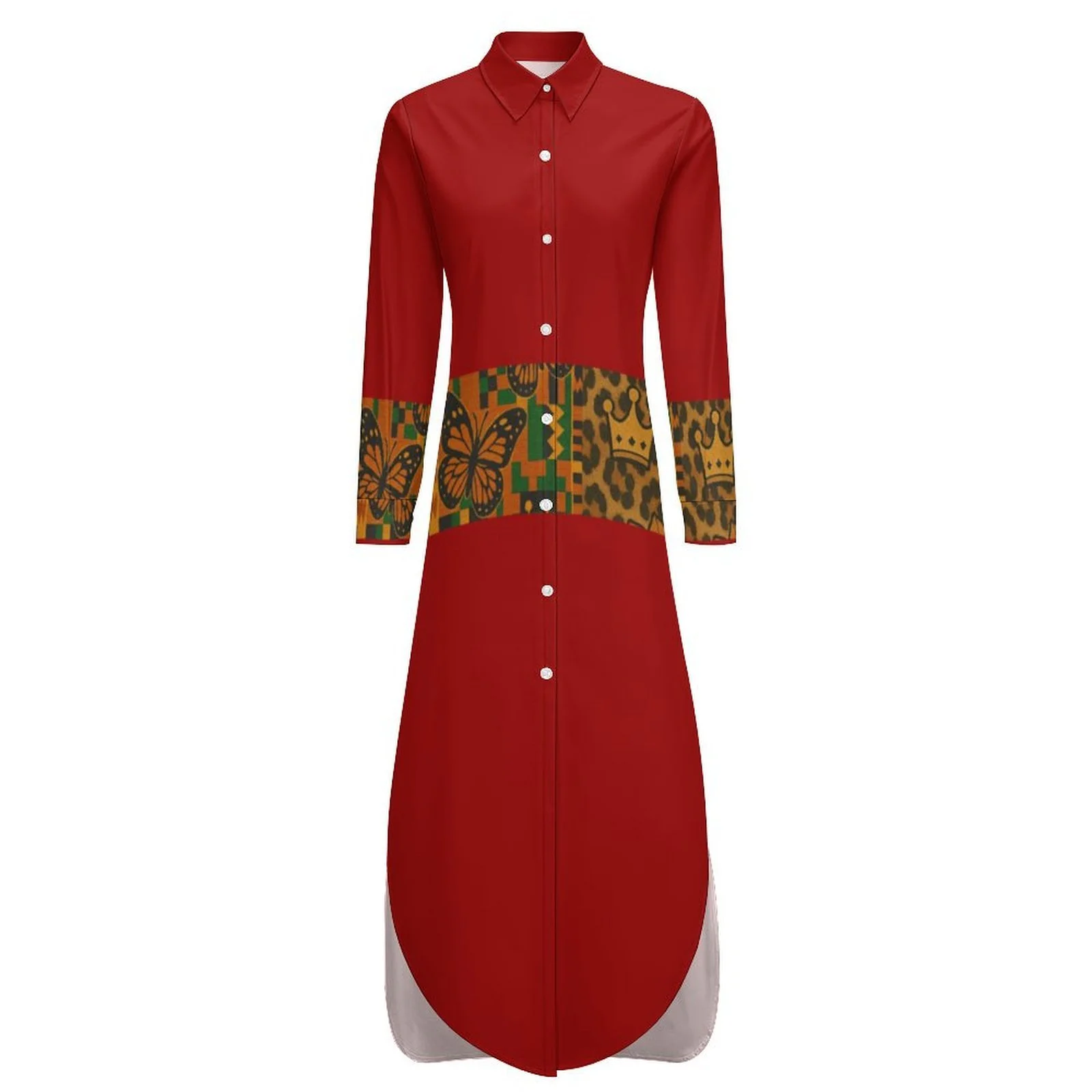 Crimson Royal Bloom Shirt Dress
