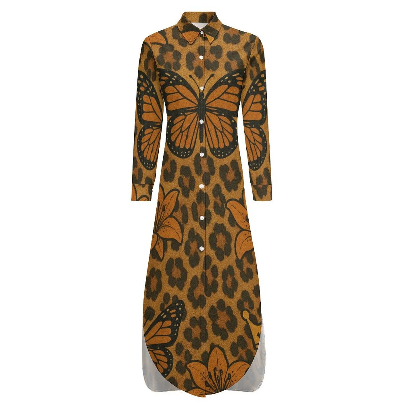 Leopard Bloom Shirt Dress