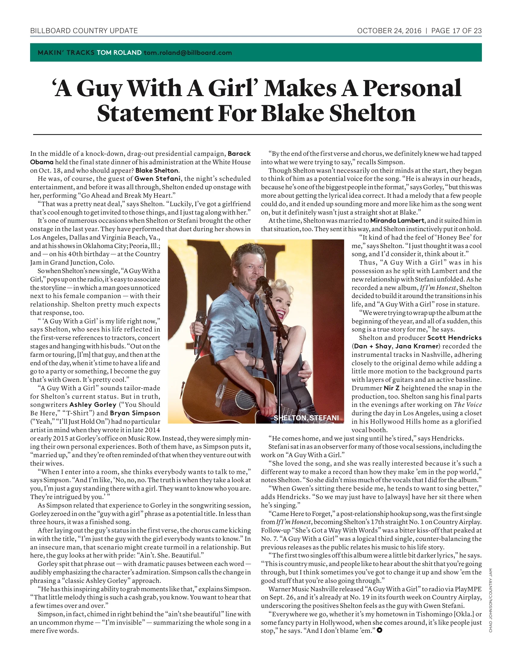 Billboard Country Update - Oct. 24th 2016