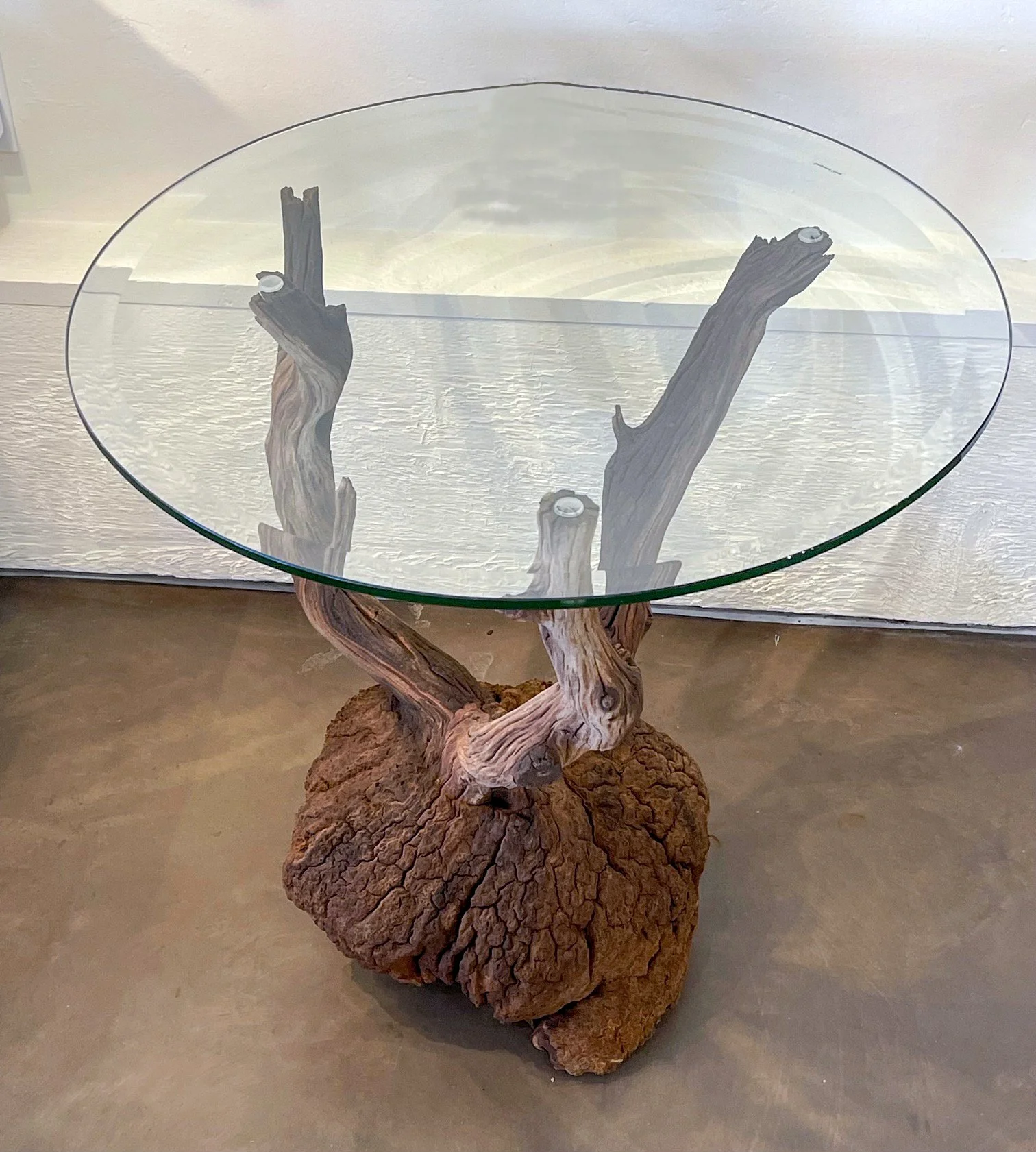 Manzanita Burl End Table with Glass Top