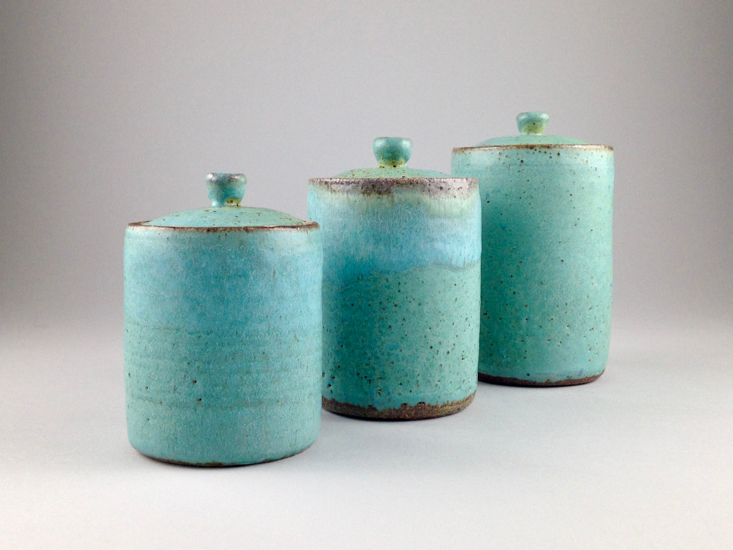 Set of 3 stoneware canisters