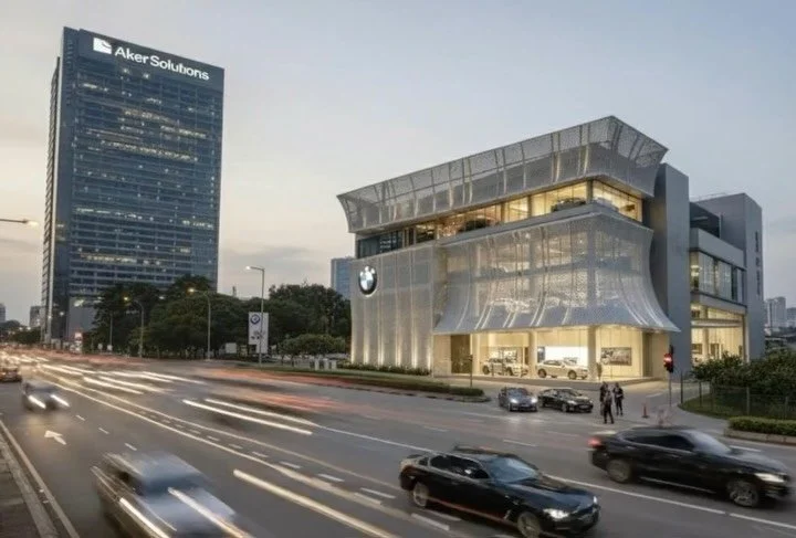 From the archive &mdash; a facade revamp proposal for a car showroom in Malaysia, designed back in 2018.

What began as a simple watercolour sketch and hand-drawn facade idea has now been brought to life through a series of AI-enhanced visuals and re