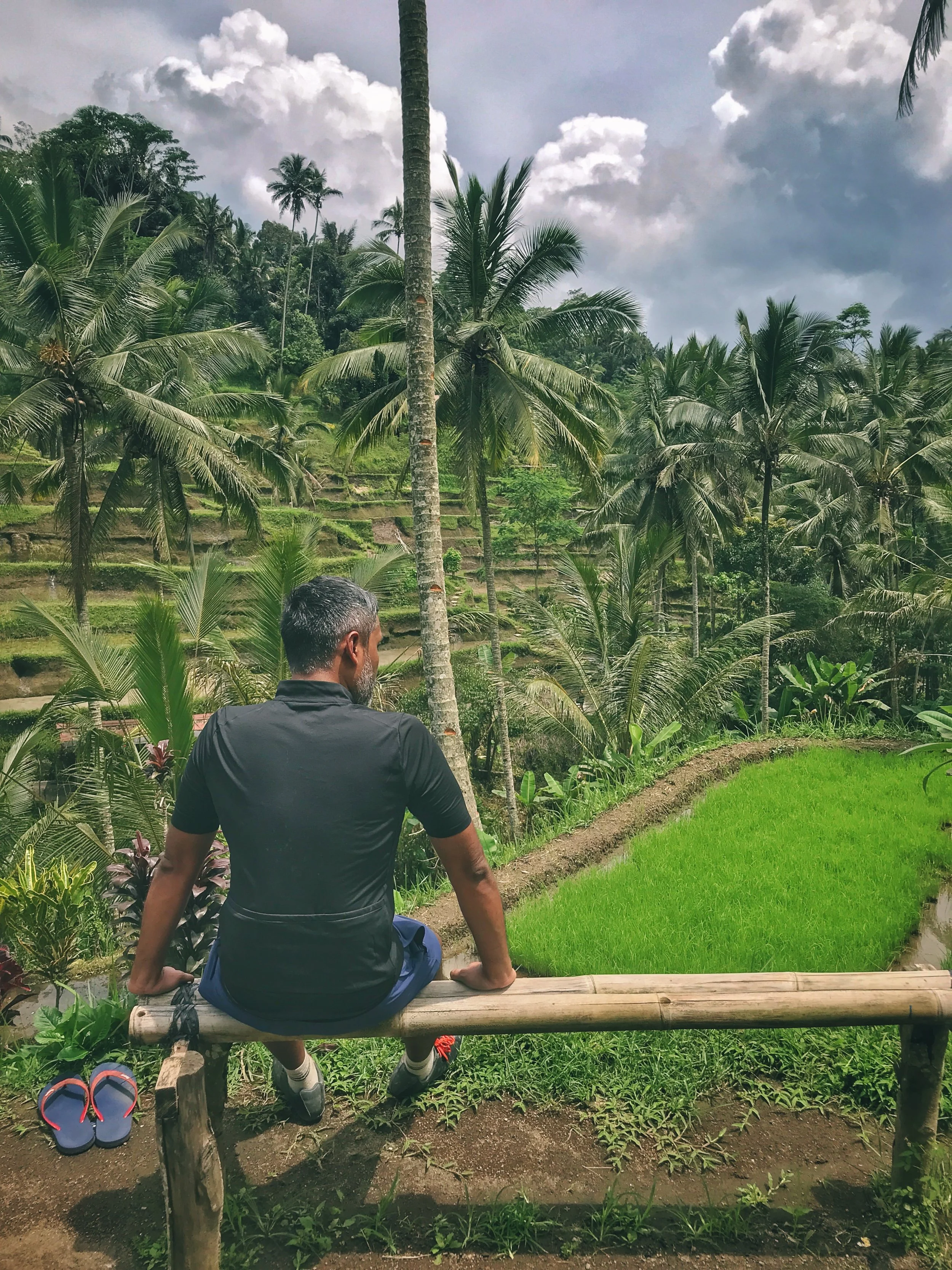 Glued to the bamboo bench, especially with the weight of all the food and all this beautiful scenery.