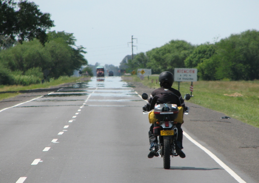 The author and her XL200 on a highway somewhere in Argentina. Photo courtesy of Farrell