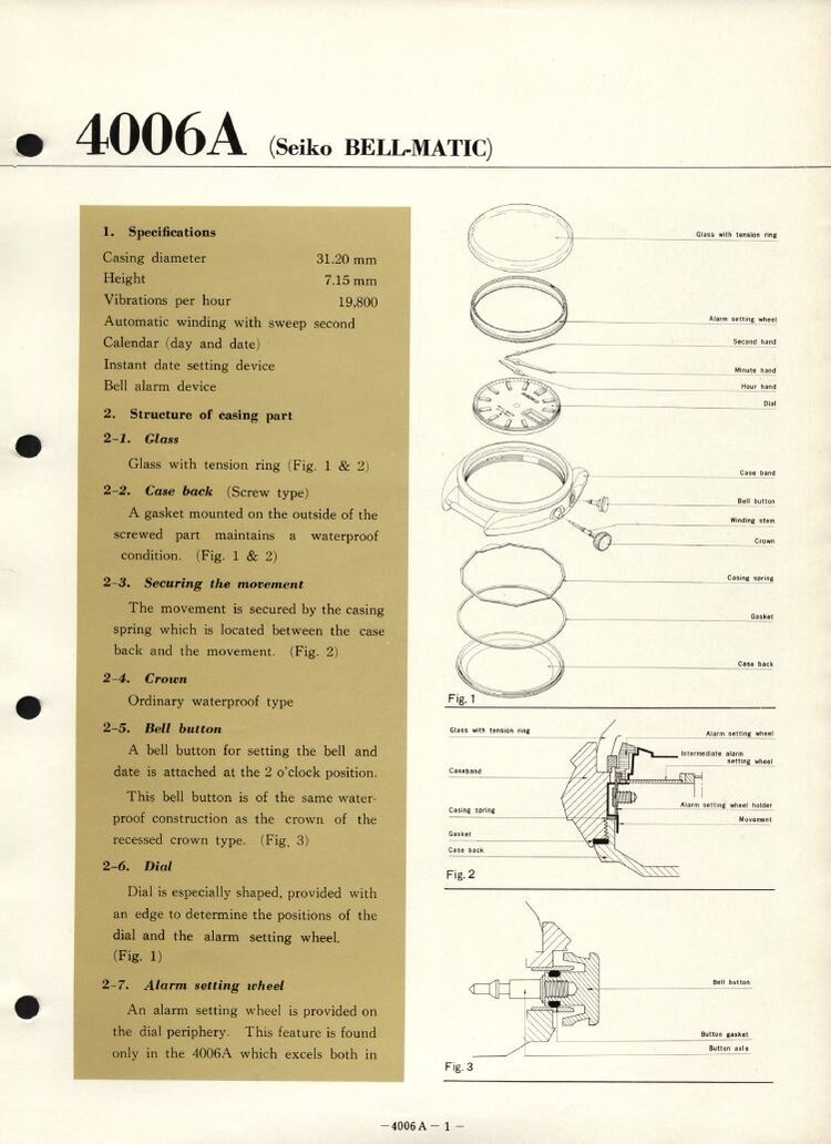 Seiko Bell-Matic 4006A - Technical Guide and Parts List — Plus9Time