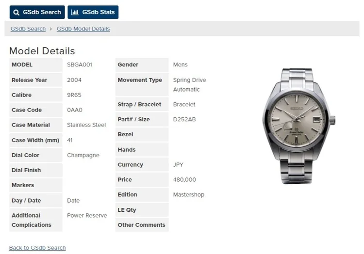 Modern Grand Seiko Database — Plus9Time