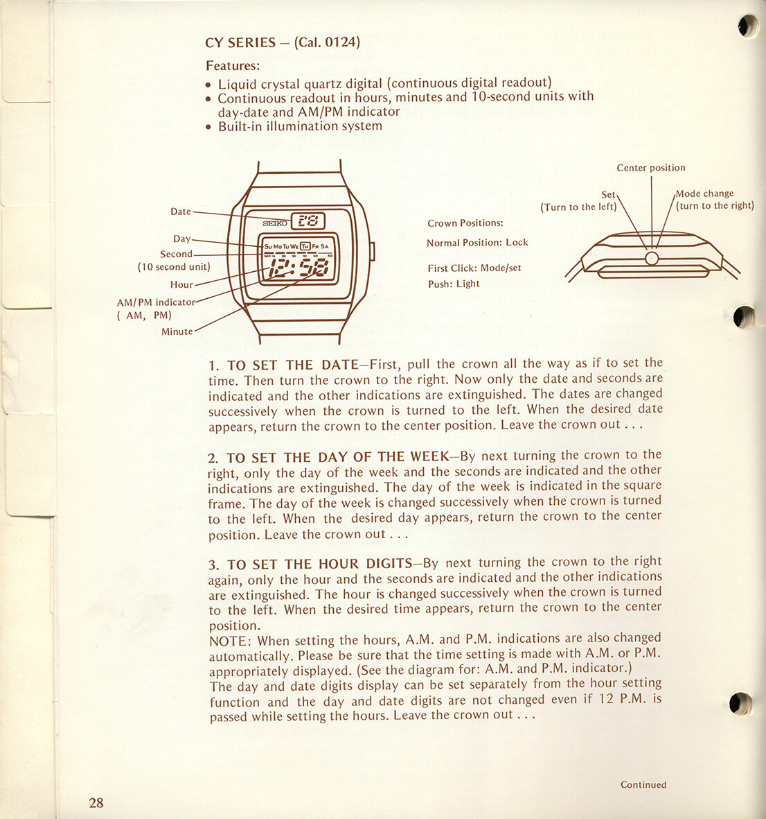 1976 Seiko Instruction Manual By Watch Model Reference — Plus9Time