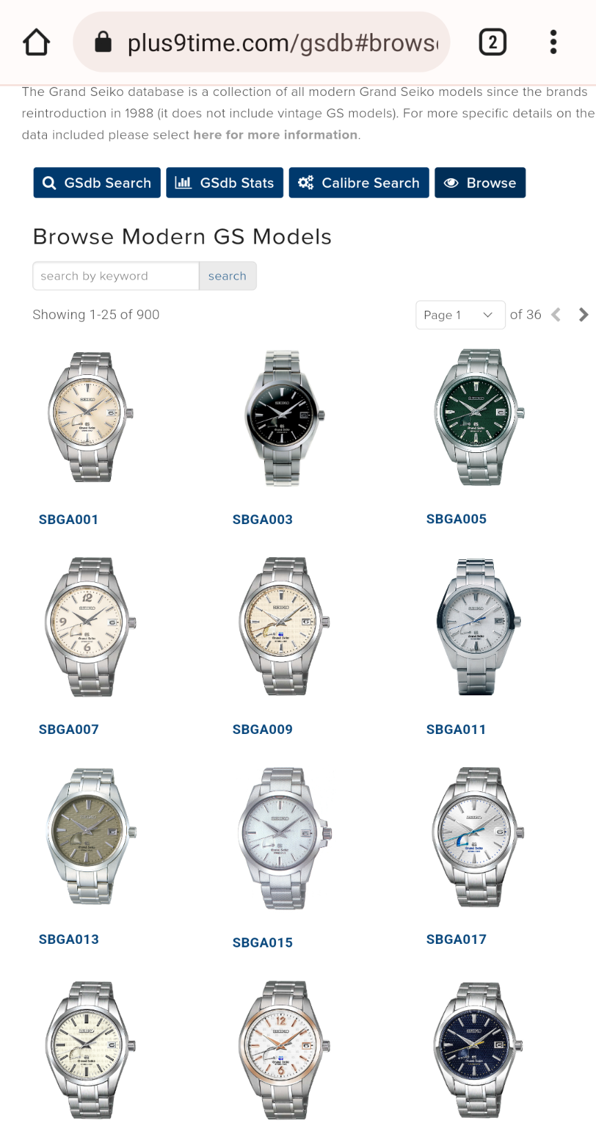 GSdb: Modern Grand Seiko Database Browse Function Added — Plus9Time