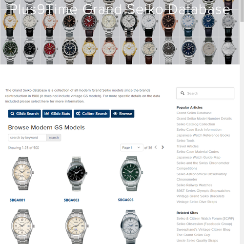 GSdb: Modern Grand Seiko Database Browse Function Added — Plus9Time