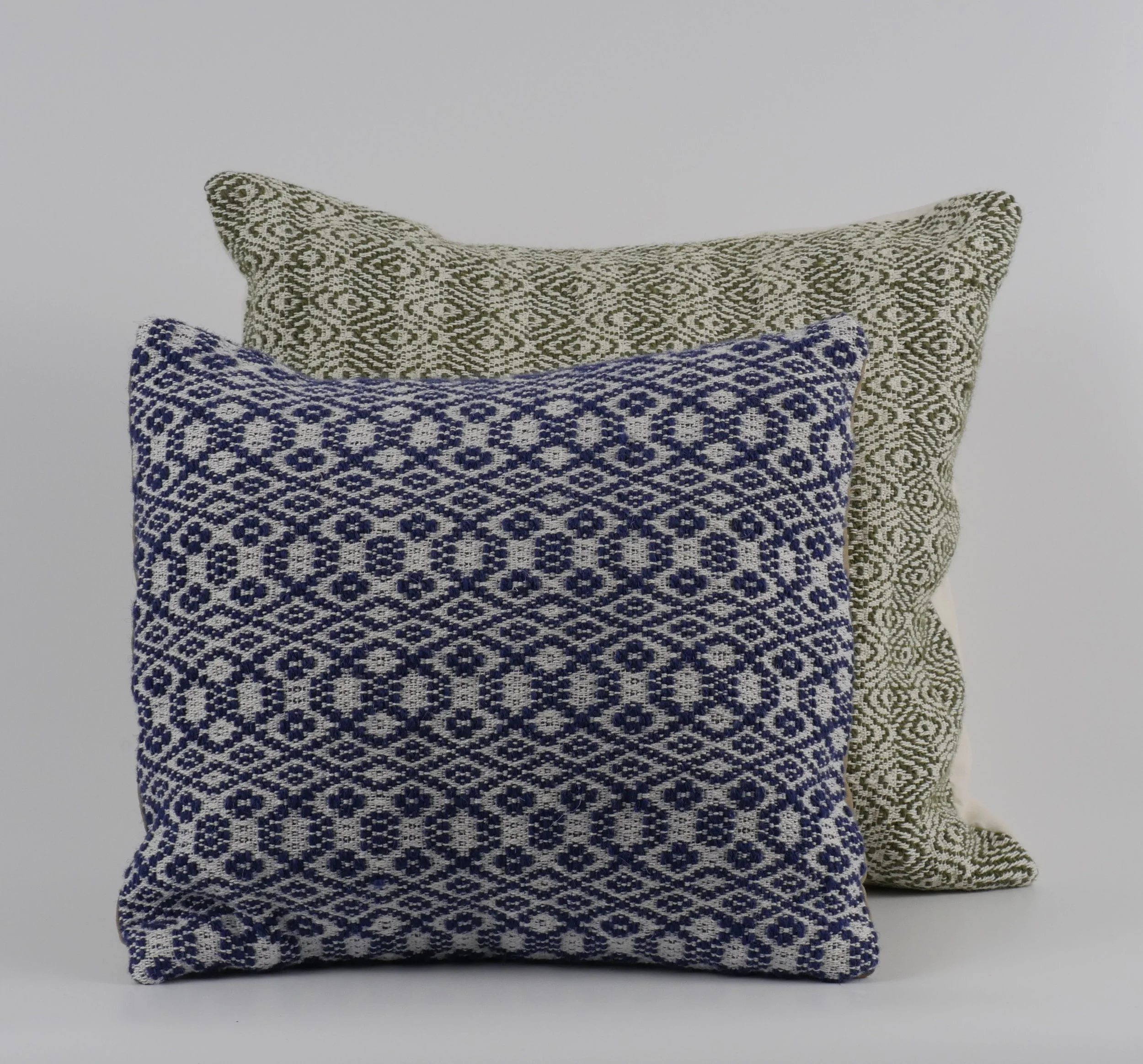  two handwoven overshot pillows 