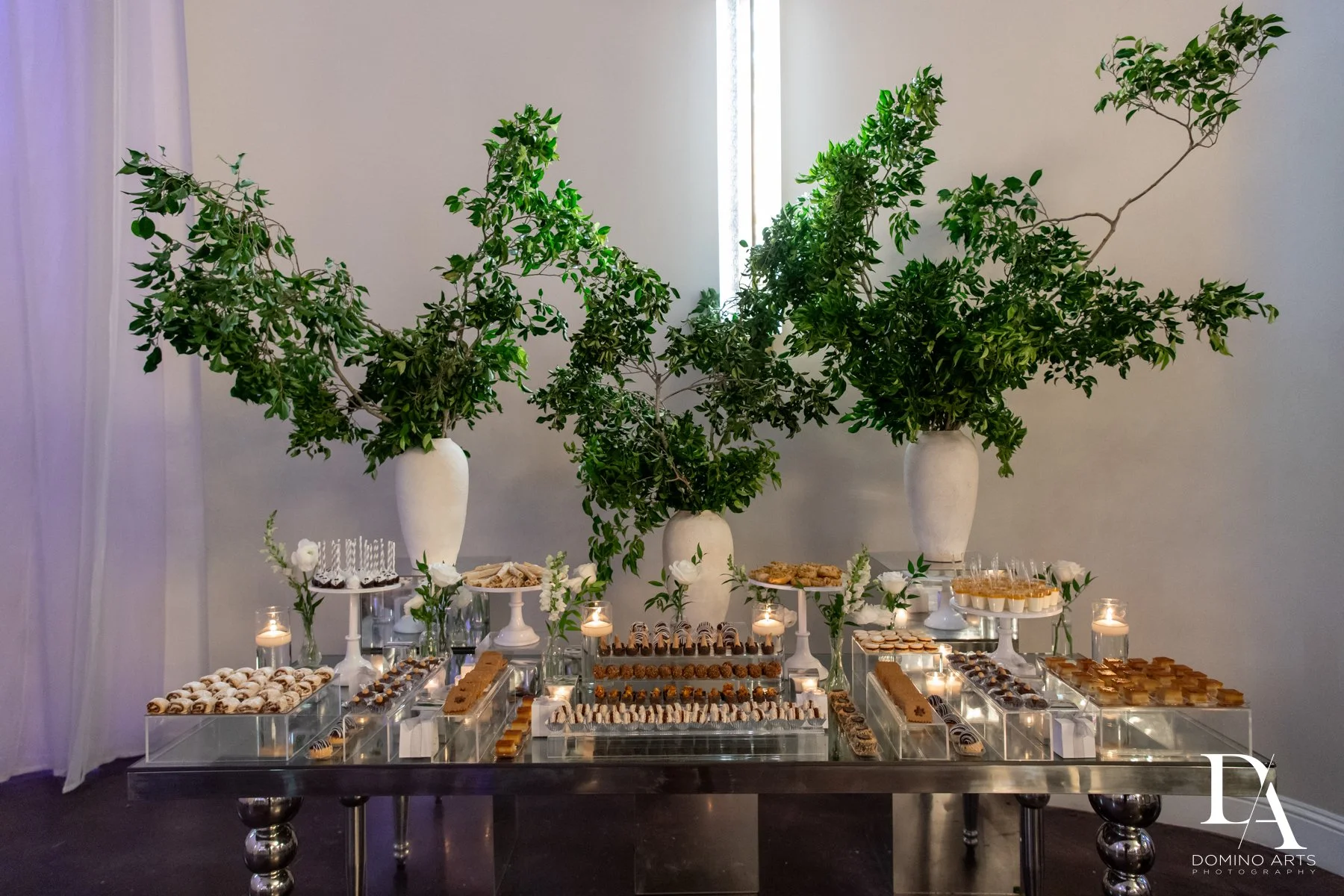 Luxury wedding reception setup inside the grand ballroom at Emanuel Luxury Venue in Miami Beach.