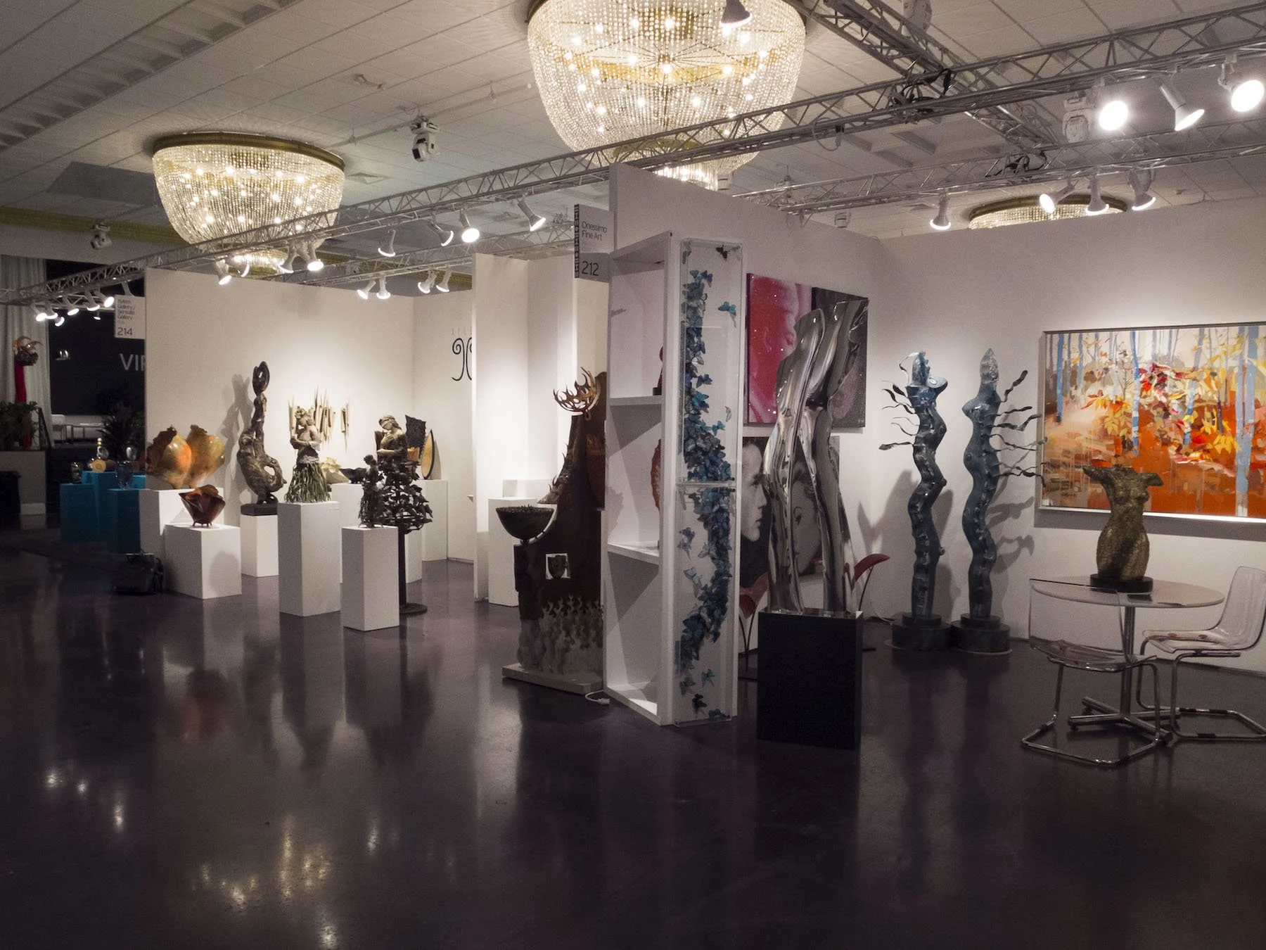 Large-scale contemporary art exhibition in the Grand Ballroom at Emanuel Luxury Venue in Miami Beach