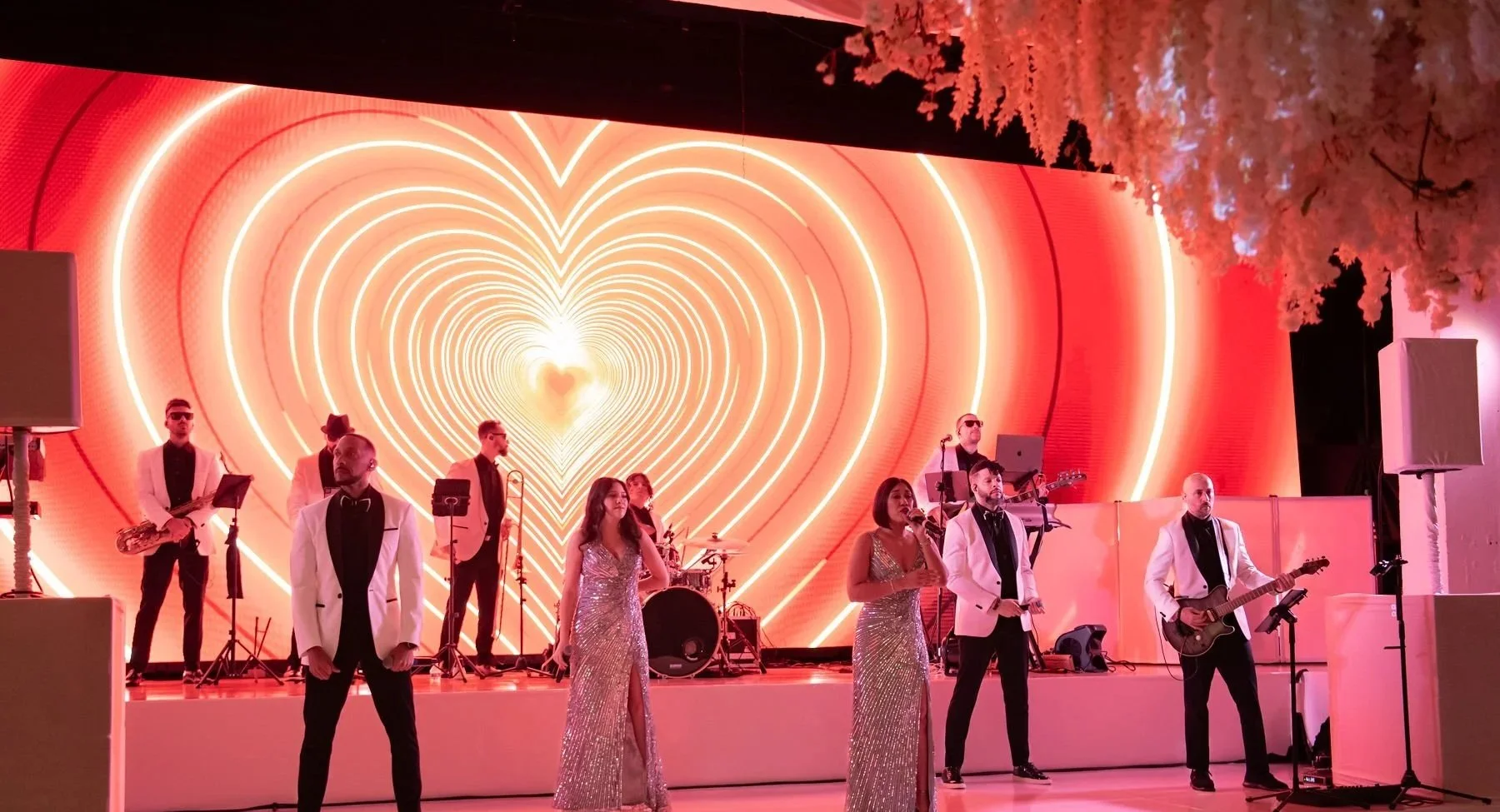 Large 40 x 50 ft LED wall at Miami event venue Emanuel Luxury Venue used for immersive weddings and corporate events