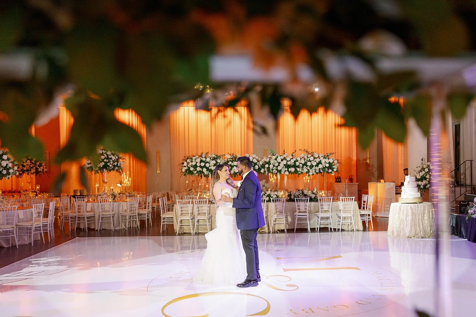 Newly married couple enjoying their reception at Emanuel Luxury Venue, one of the best wedding venues in Miami.