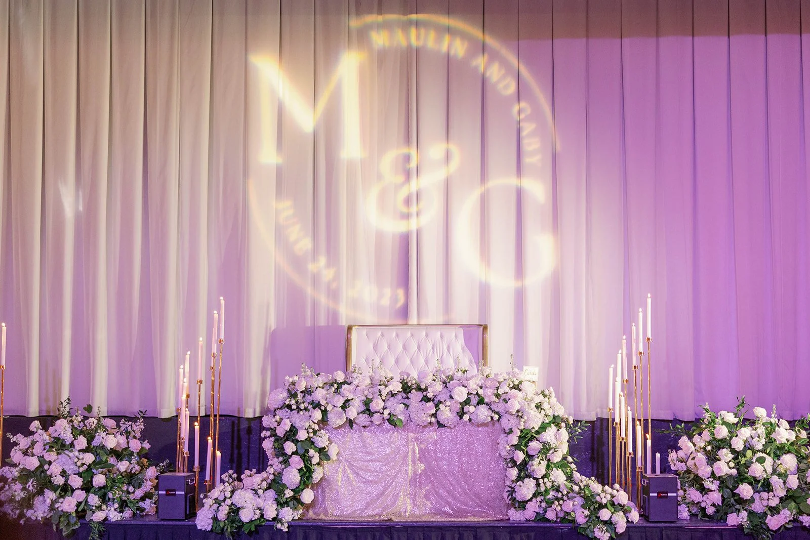 Colorful decor for a multicultural wedding reception at a Miami wedding venue.