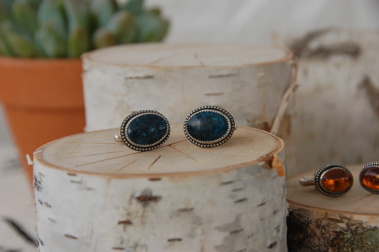 Dark Hubei Turquoise Cufflinks 