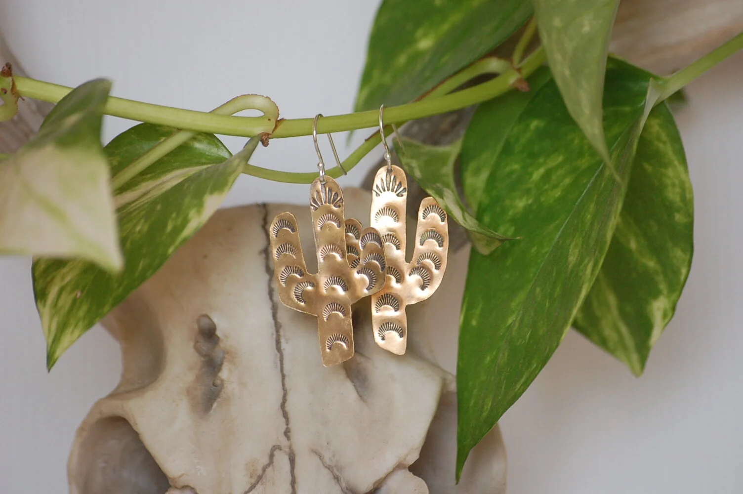 Brass Cactus Earrings