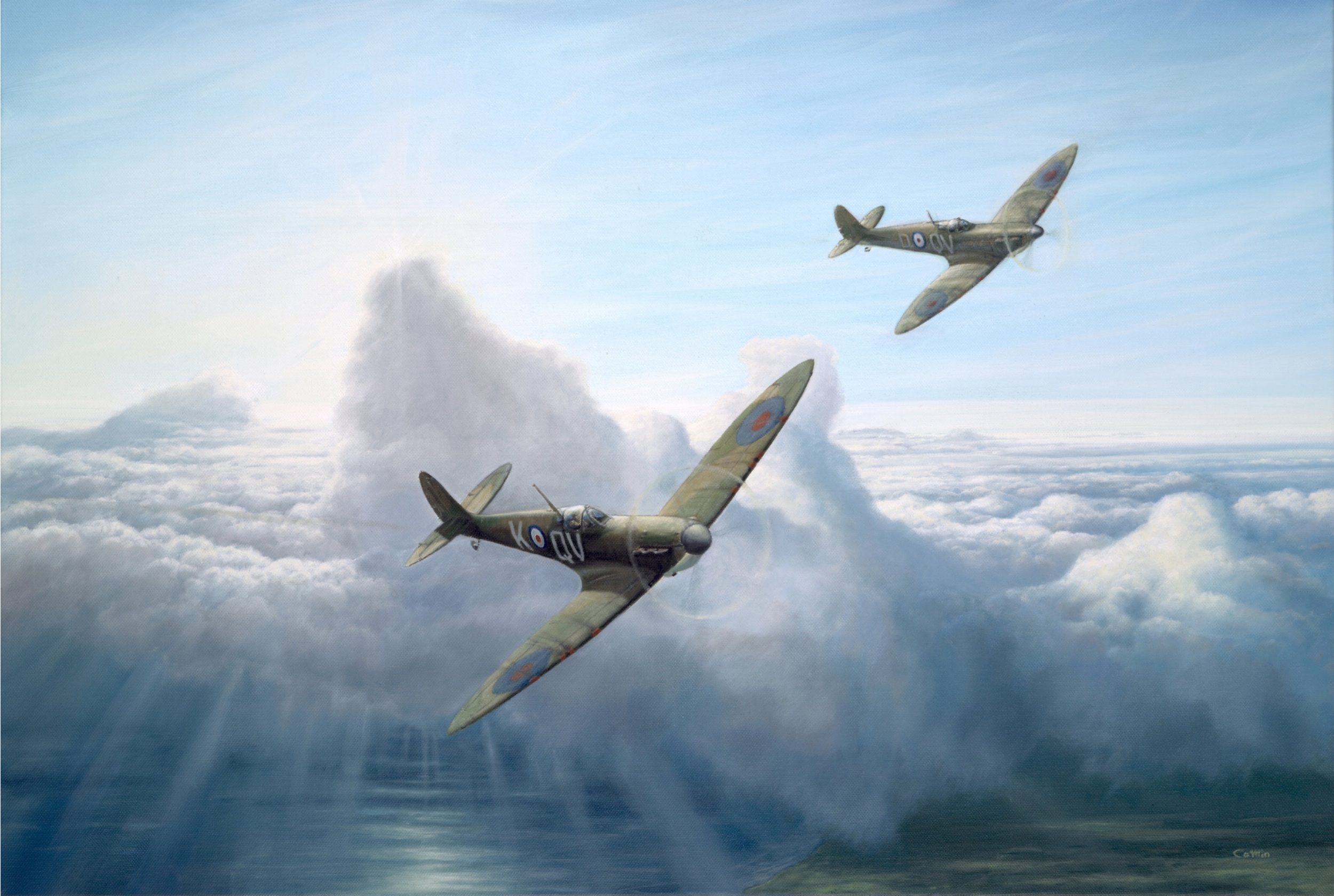 aviation art, spitfire 19 squadron