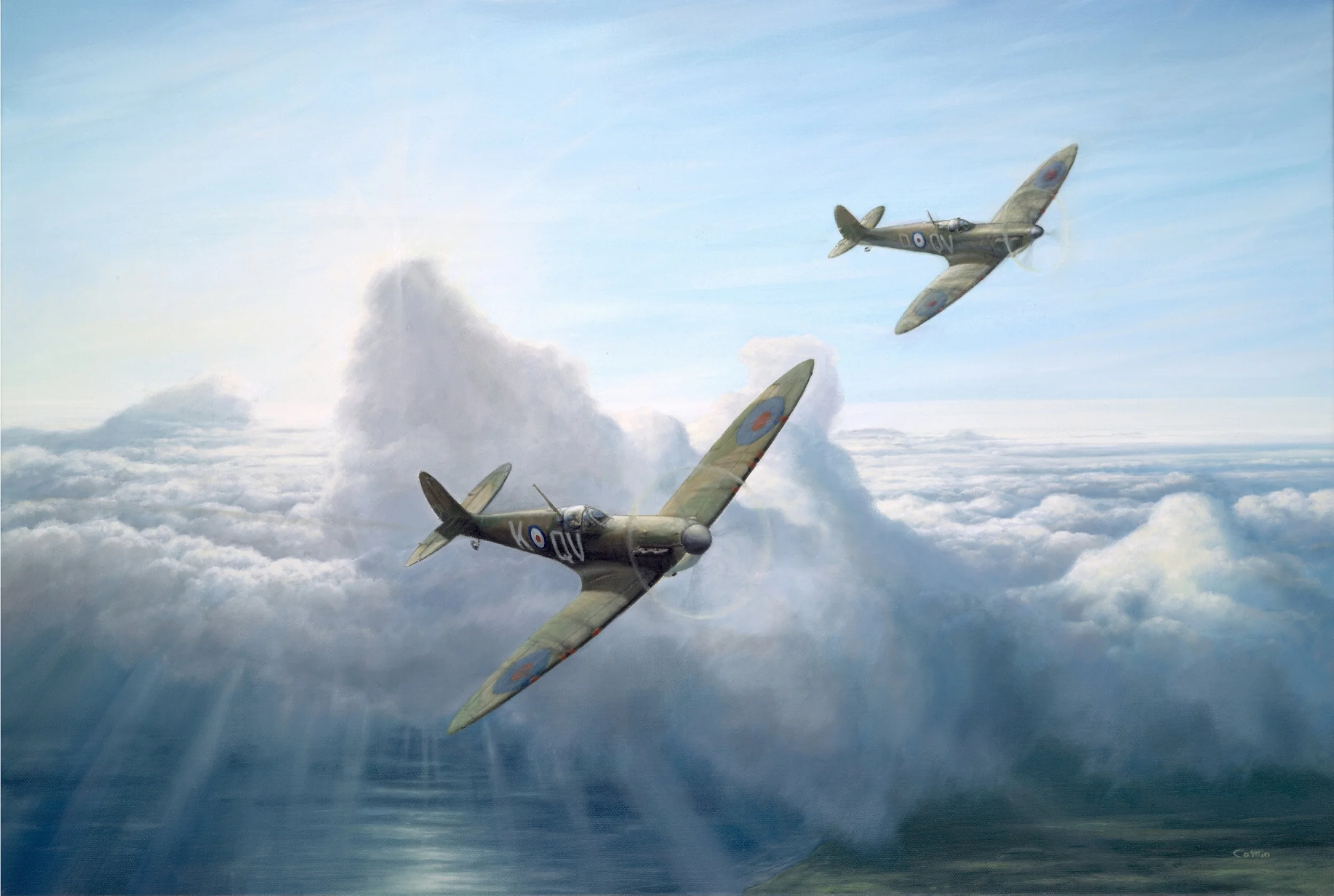 aviation art, spitfire 19 squadron