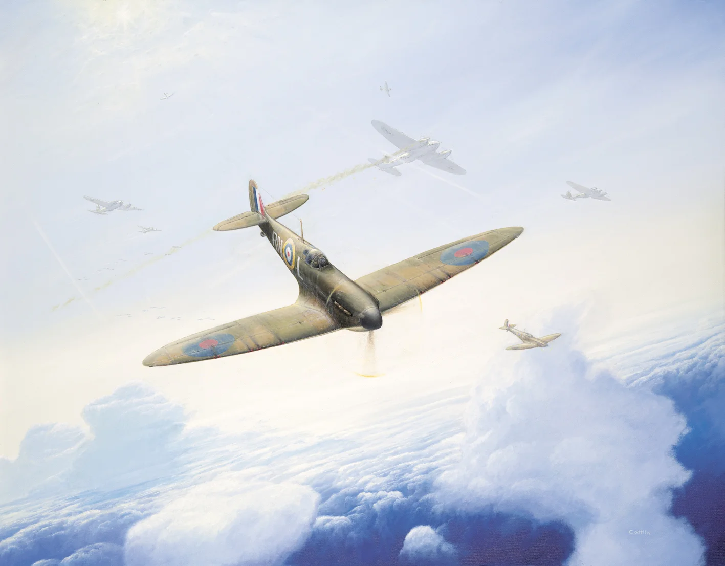 aviation art, spitfire I, 72 squadron