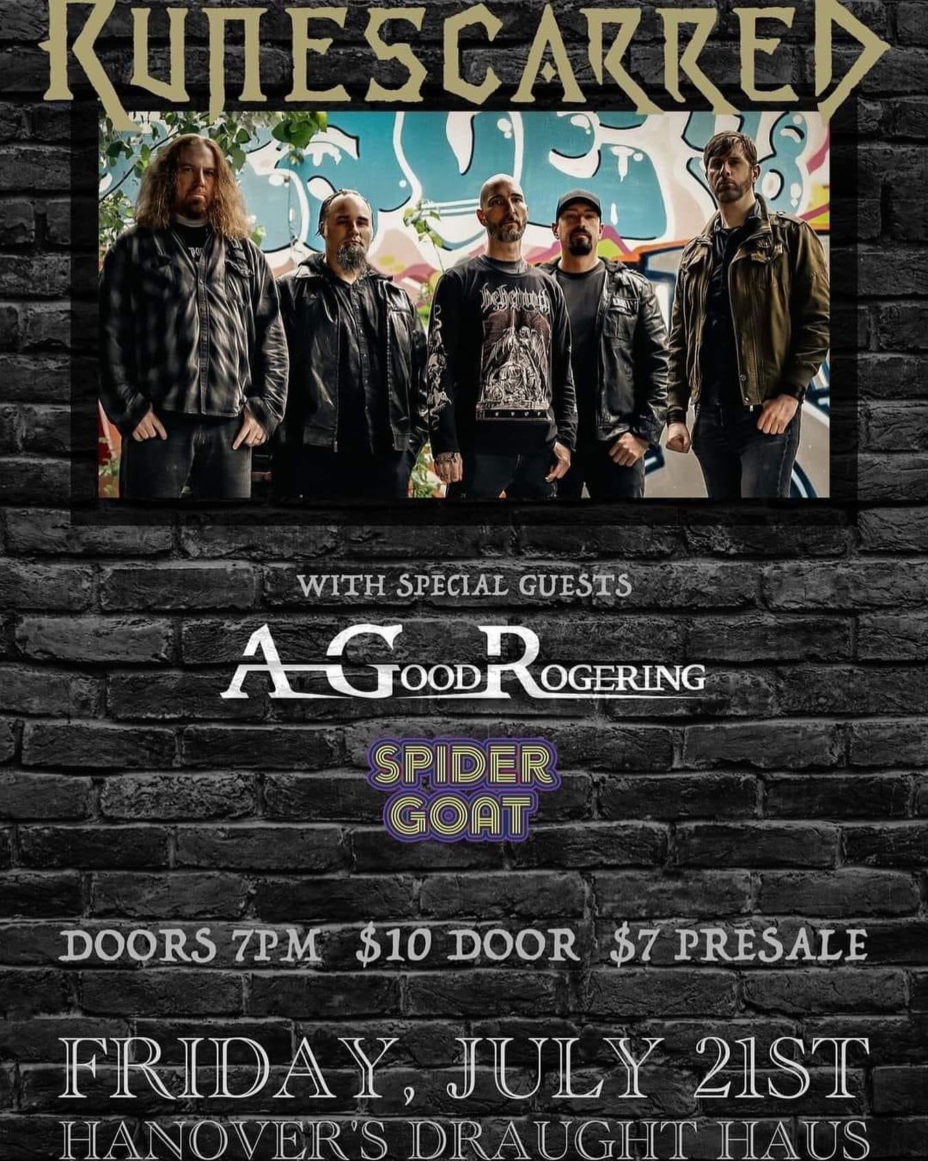 @agoodrogering with @runescarred TONIGHT! With Spidergoat&rsquo;s debut show. 8:30 - 12:30. Wide variety of #rocknroll #classicrock #hardrock #heavymetal #speedmetal #thrashmetal #rockhardmetal 

#agoodrogering #runescarred #getscarred @hanoverstx #a