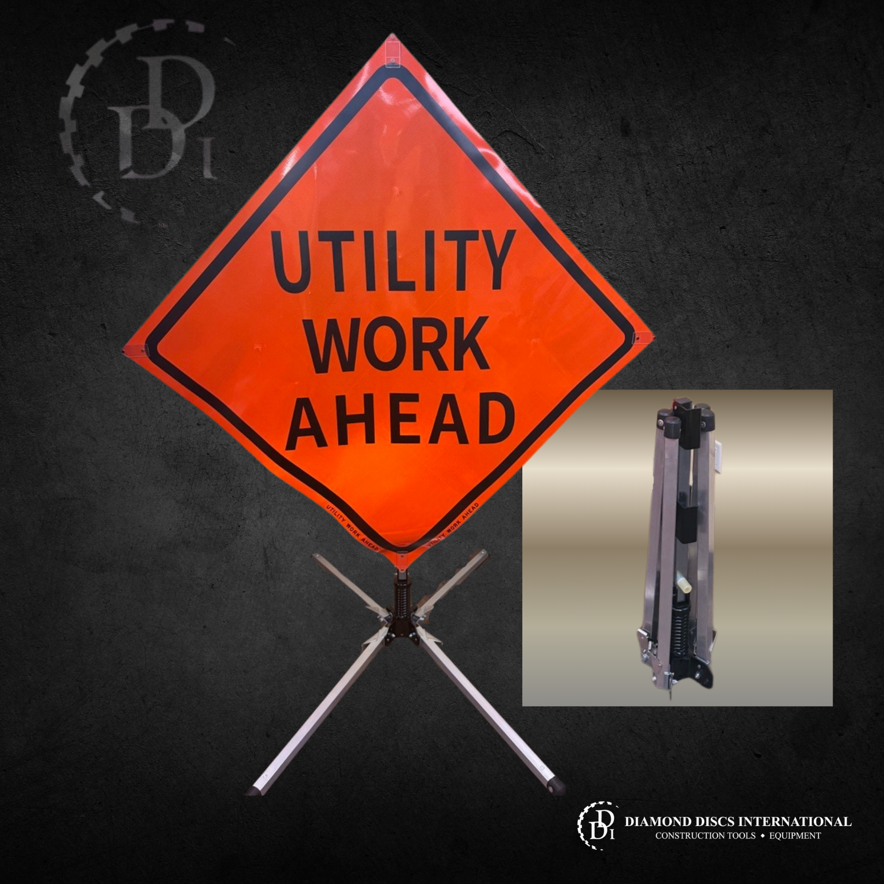 Max Performance Single Spring Aluminum Compact Safety Sign Stand