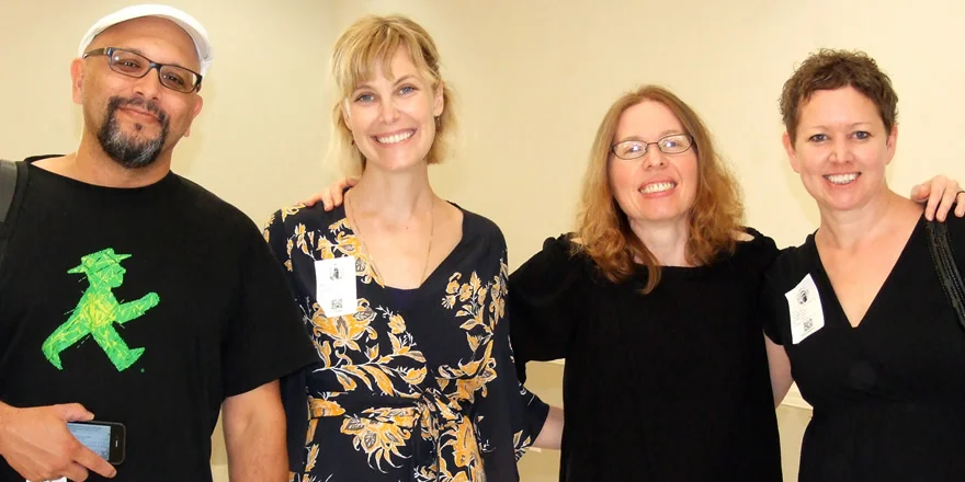 With Middle Grade Authors G. Neri, Elana Arnold and Faith Harkey during Houghton Mifflin Harcourt's 2016 "Middle Grade Mania" school tour. Five cities and ten schools in five days! Whew!