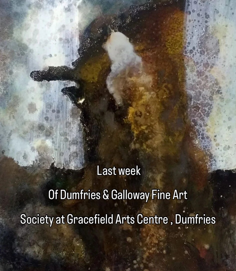 This wonderful prize winning abstract will still be on show and I think a couple of my stools are still available #whatsondumfriesandgalloway #gracefieldartscenter #scottishartandcrafts #buylocalhandmadeandaffordable #scottishcultureisalive
