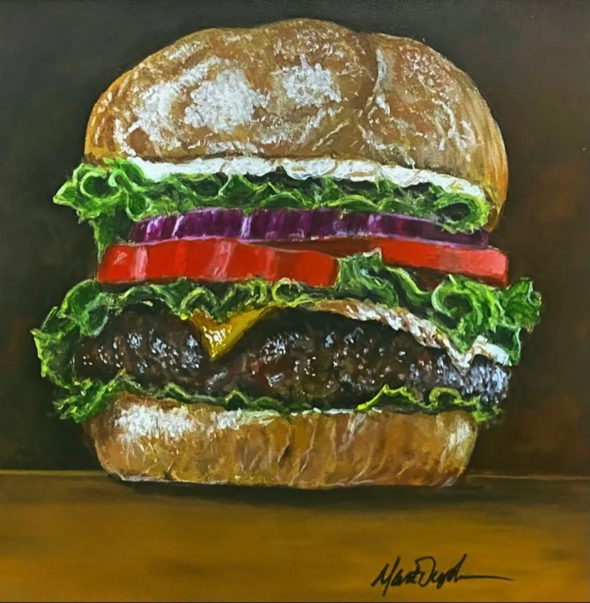 8" x 8" Acrylic Hamburger Study