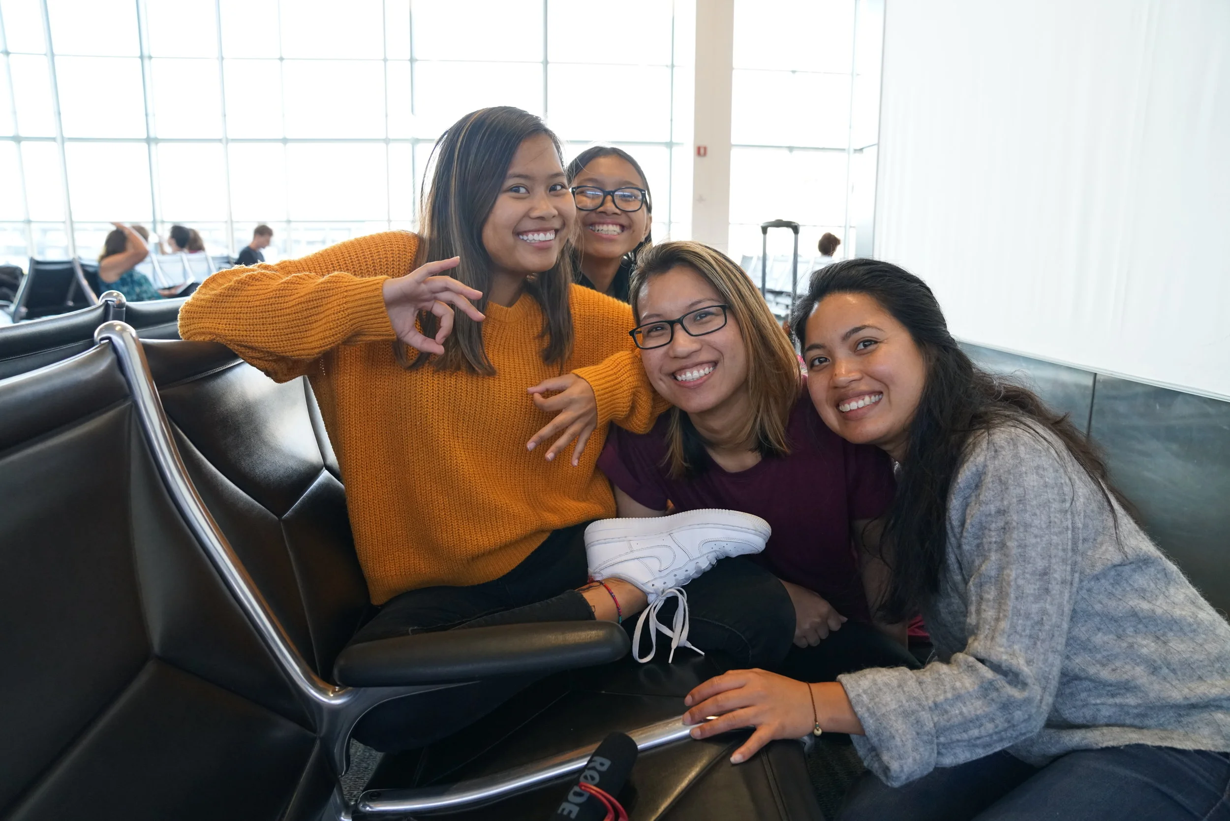 The four of us waiting for our flight to Iceland.