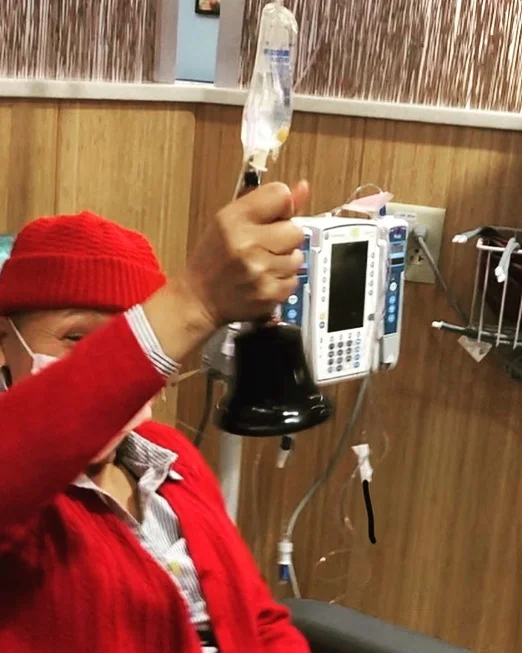 Today, was a special day. Mom rang this bell to celebrate the last round of chemo! This has been our journey,but she&rsquo;s been the one who has had to give up her independence, find the strength to fight every morning, resist the temptation to hike