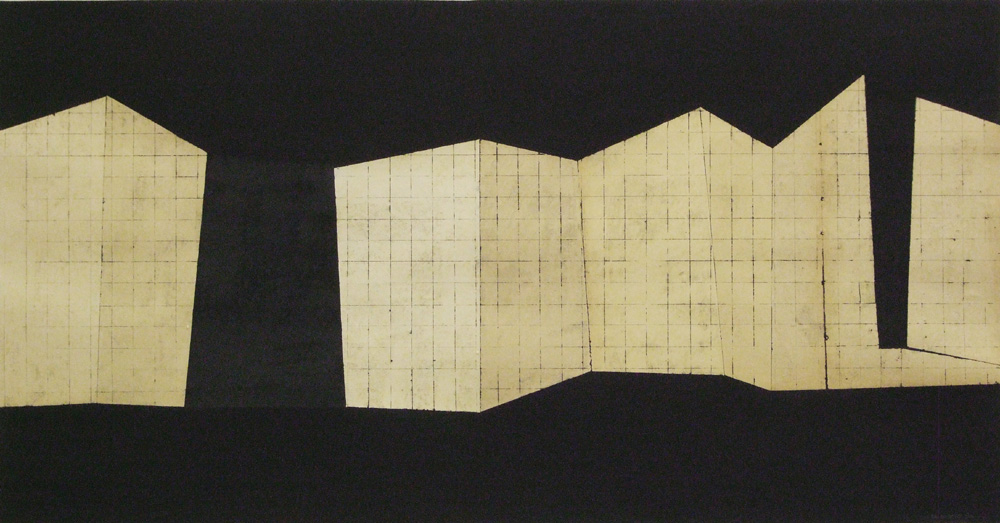  Sam Grigorian,&nbsp; Place #2 , 2010, mixed media decollage, 49 x 94cm 