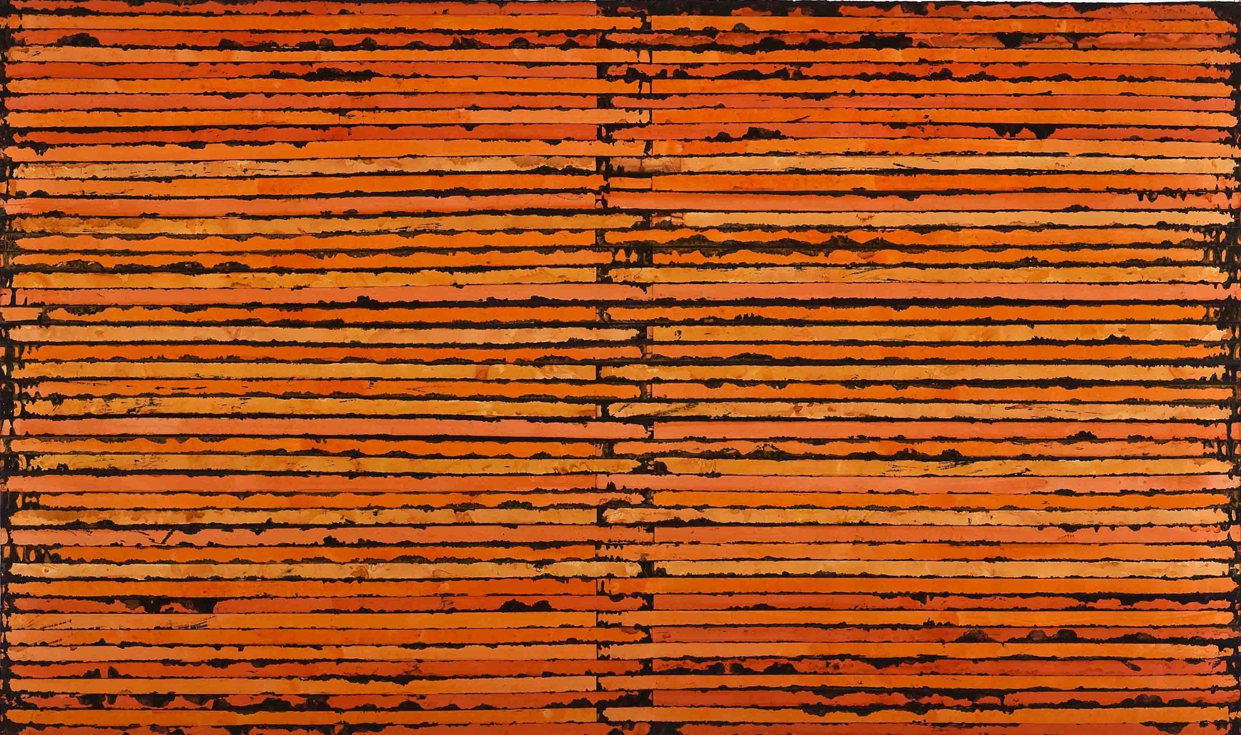  Sam Grigorian,&nbsp; Orange , 2010, mixed media, décollage, 147 x 250cm 