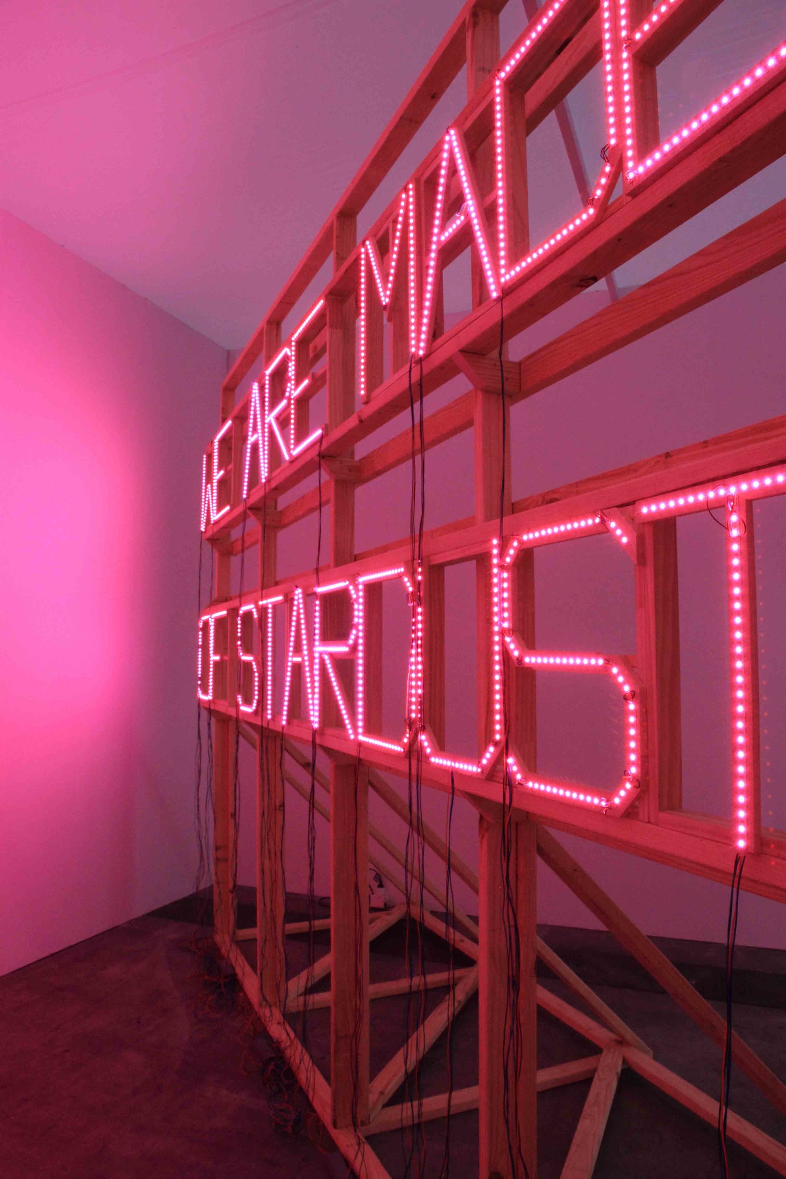  Michaela Gleave,&nbsp; We Are Made of Stardust, 2011-2012 , pine structure, LEDs, RGB controller, 2.30 min colour loop, 400 x 120 x 300cm 