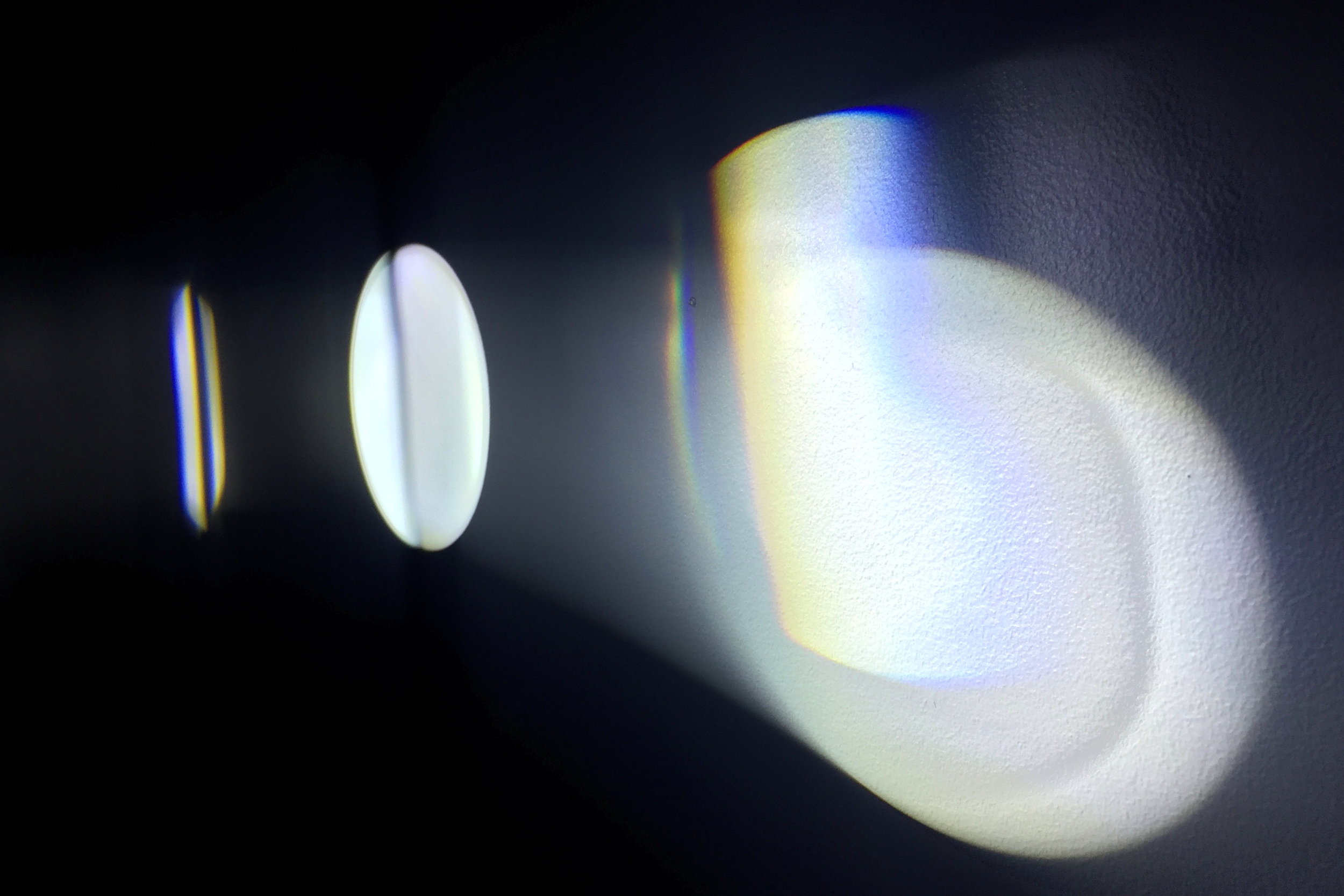  Michaela Gleave,&nbsp; Eclipse Machine (Retrograde Motion) , 2015 Projection lamp, motors, optical glass, timber, stand 90 x 90 x 140cm 
