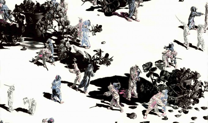 Matt Coyle, The Forest , 2014, Felt tip pen and coloured pencil on paper, 82 x 55cm
