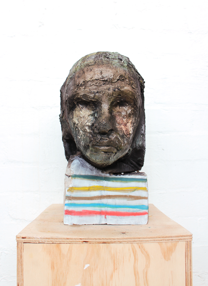  Justin Williams,  Self,  2015, wood, pigment, plaster, 36 x 25cm 