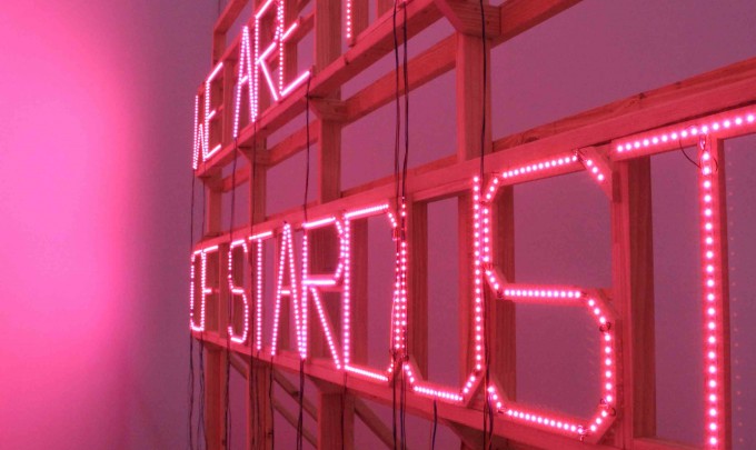 Michaela Gleave, We Are Made of Stardust , 2011-2012, pine structure, LEDs, RGB controller, 2.30 min colour loop, 400 x 120 x 300cm