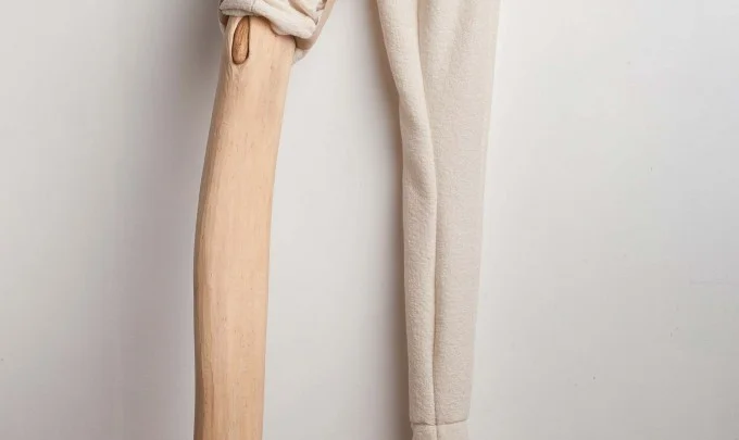 Julia Robinson, Twitch, 2012, boiled wool, thread, timber, press studs, fabric, 130 x 50 x 30cm