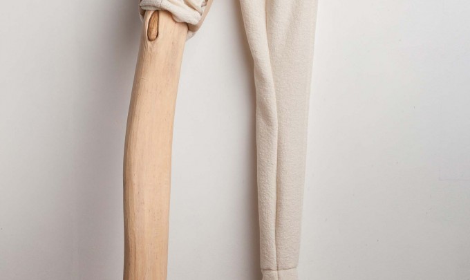 Julia Robinson, Twitch, 2012, boiled wool, thread, timber, press studs, fabric, 130 x 50 x 30cm