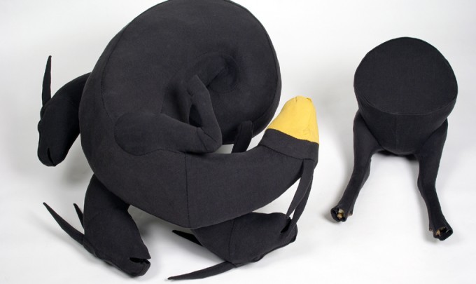 Julia Robinson, Untitled (3) , 2009- 2010, flywire, fibreglass, fabric, fixings, thread, cardboard, plaster, timber