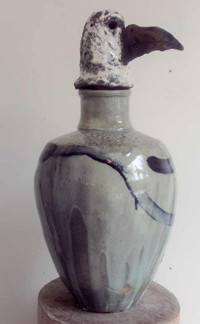 Justin Williams, Bird of Pray, 2017, stoneware ceramic glaze, raku fired head.jpg
