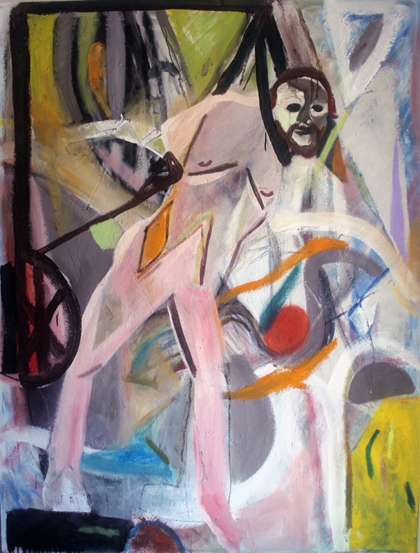 Justin Williams, Hanged Man, 2017, oil, pigment, enamel, sand on canvas, 152 x 203 cm v1.jpg